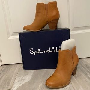 Women’s tan leather booties, size 7.5, EUC